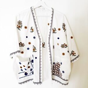 Zara Womens Floral Embroidered Kimono Top 2025 Boho Retro Collection